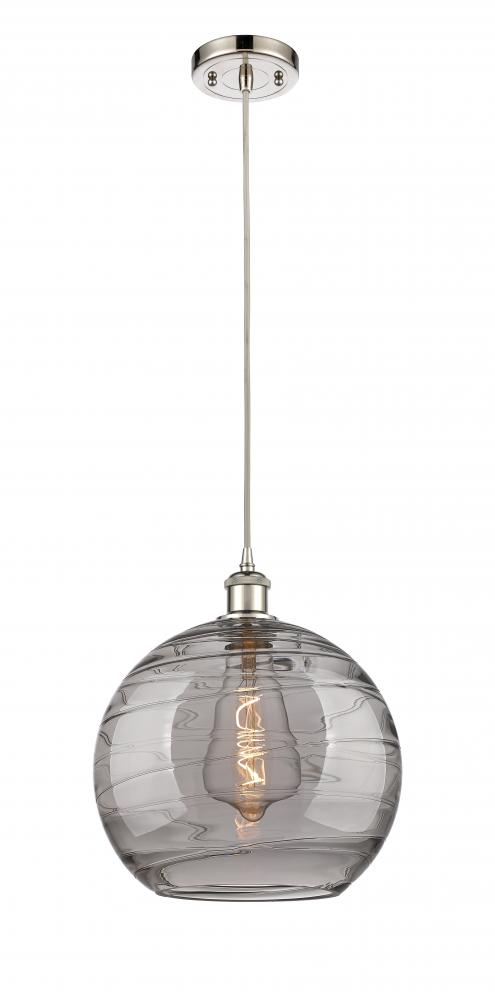 Athens Deco Swirl - 1 Light - 12 inch - Polished Nickel - Cord hung - Mini Pendant