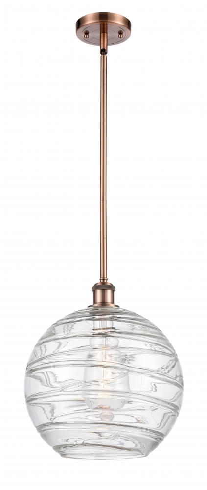 Athens Deco Swirl - 1 Light - 12 inch - Antique Copper - Mini Pendant