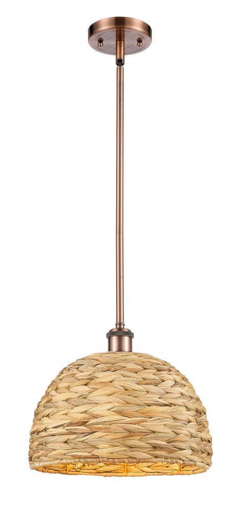 Woven Rattan - 1 Light - 12 inch - Antique Copper - Mini Pendant