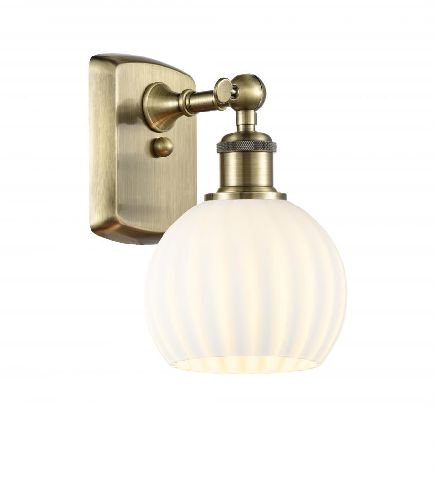 White Venetian - 1 Light - 6 inch - Antique Brass - Sconce