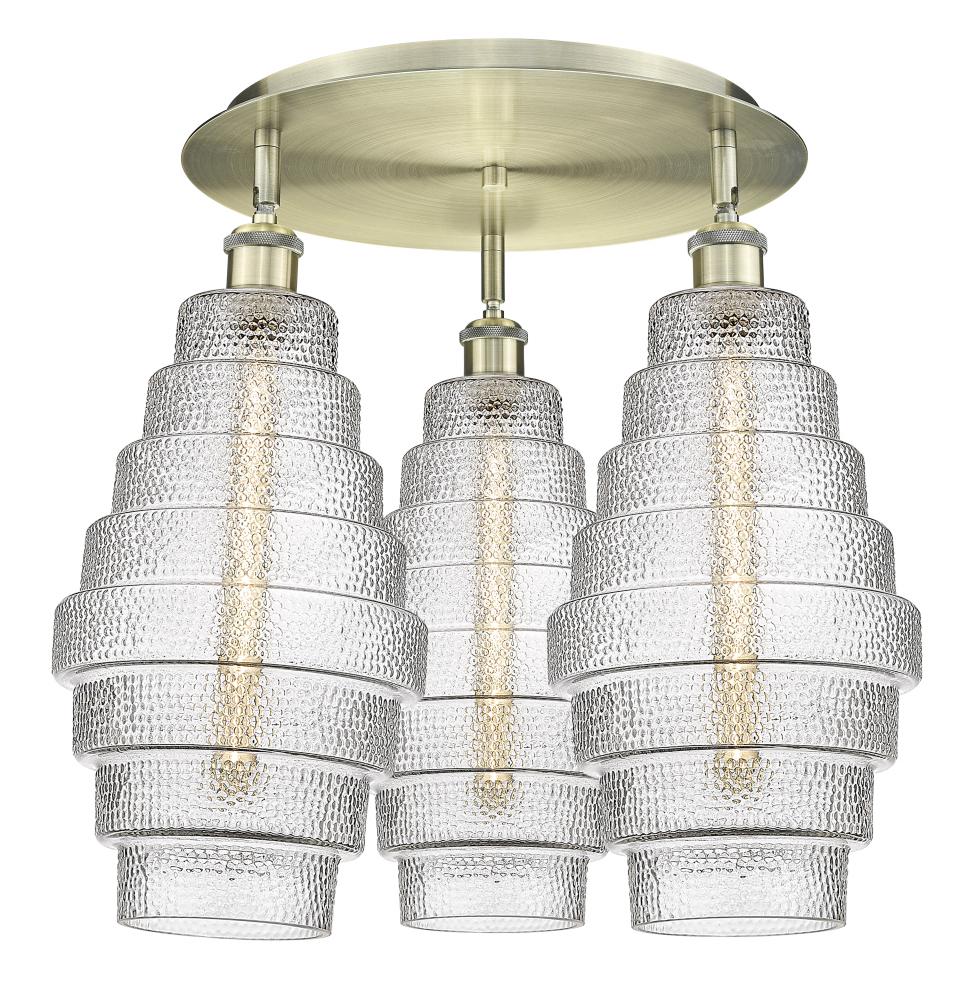 Cascade - 3 Light - 20 inch - Antique Brass - Flush Mount