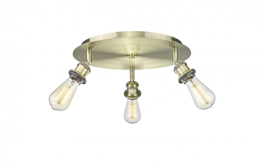 Ballston - 3 Light - 12 inch - Antique Brass - Flush Mount