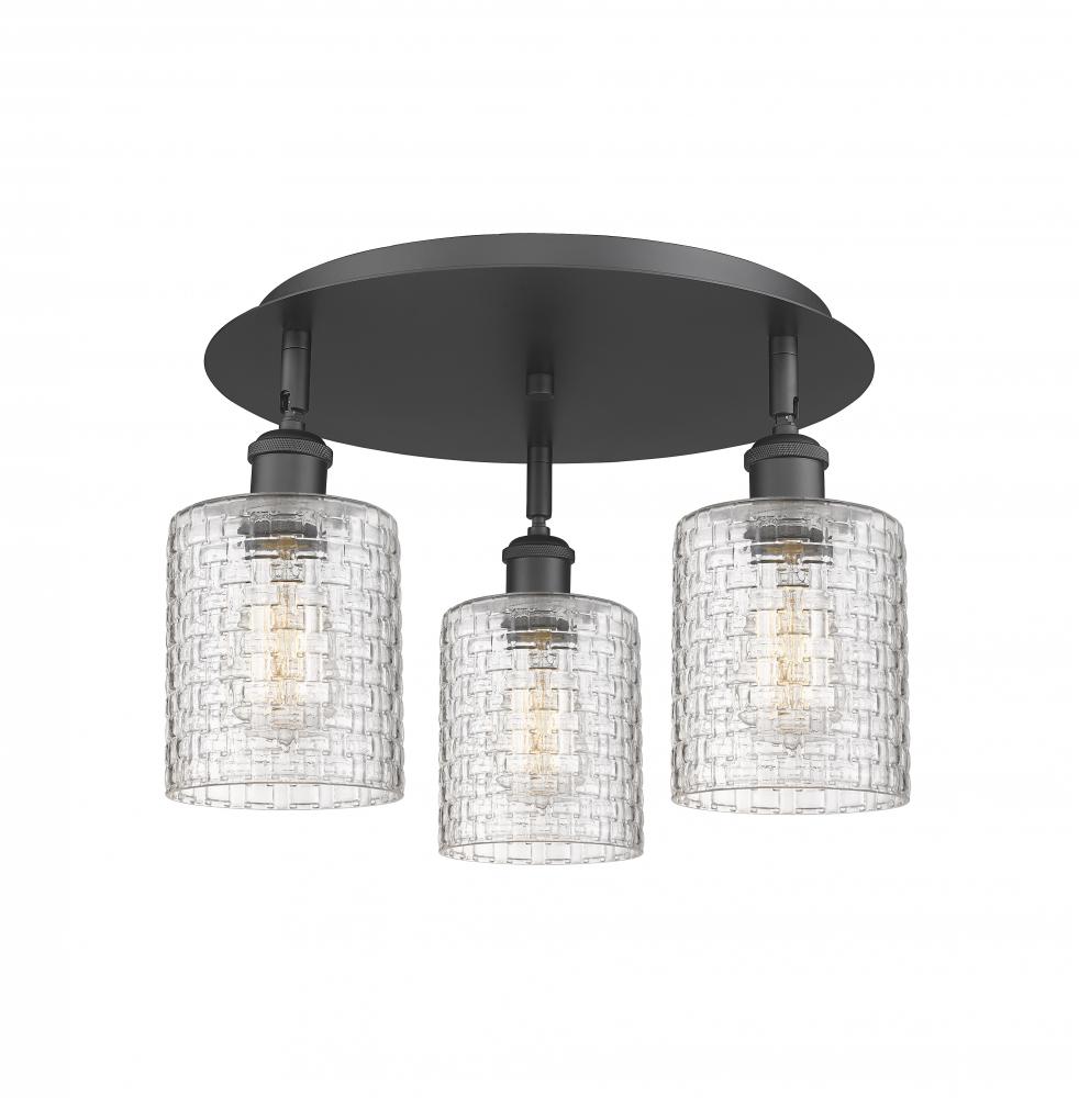 Cobbleskill - 3 Light - 17 inch - Matte Black - Semi-Flush Mount