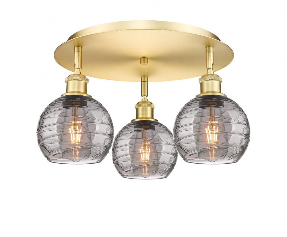 Athens Deco Swirl - 3 Light - 18 inch - Satin Gold - Flush Mount