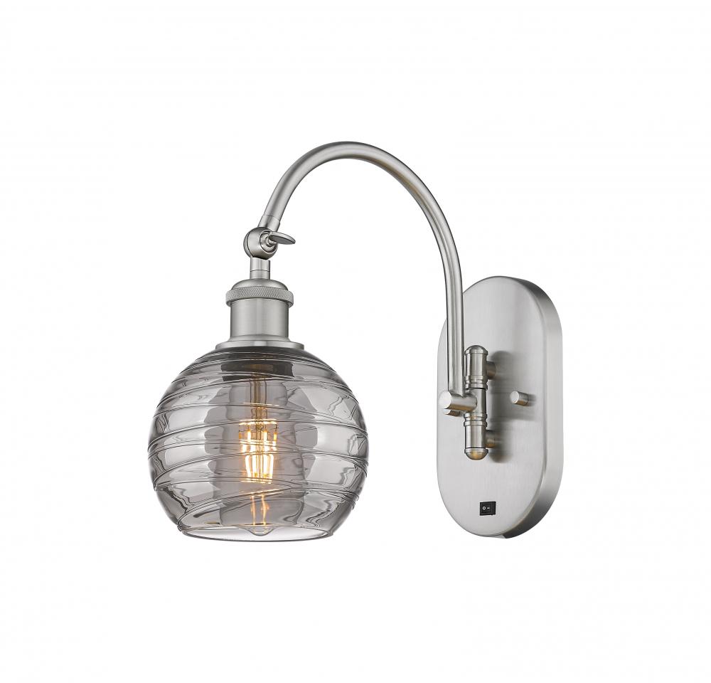 Athens Deco Swirl - 1 Light - 6 inch - Brushed Satin Nickel - Sconce