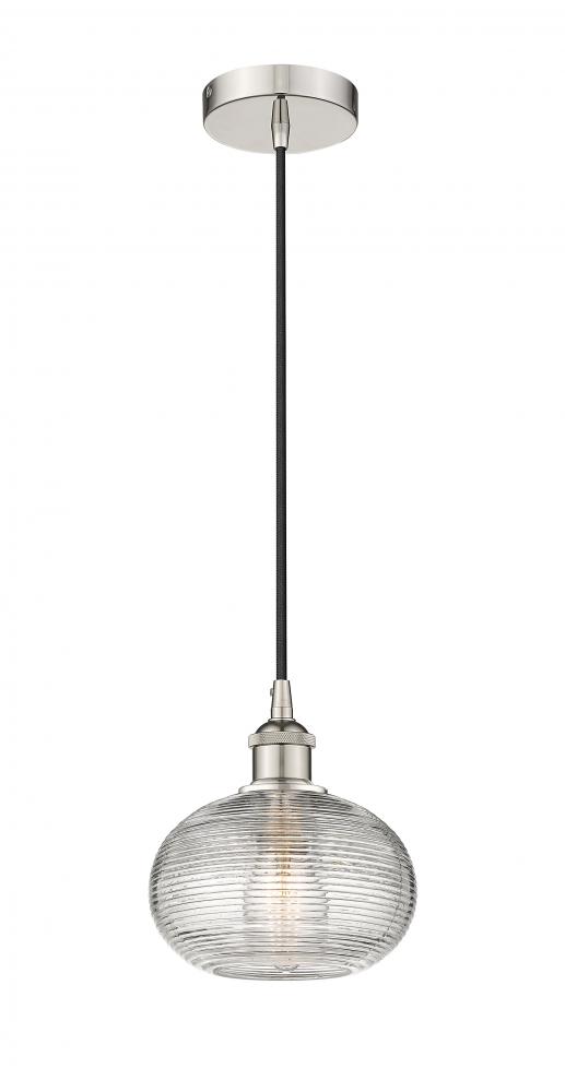 Ithaca - 1 Light - 8 inch - Polished Nickel - Cord hung - Mini Pendant