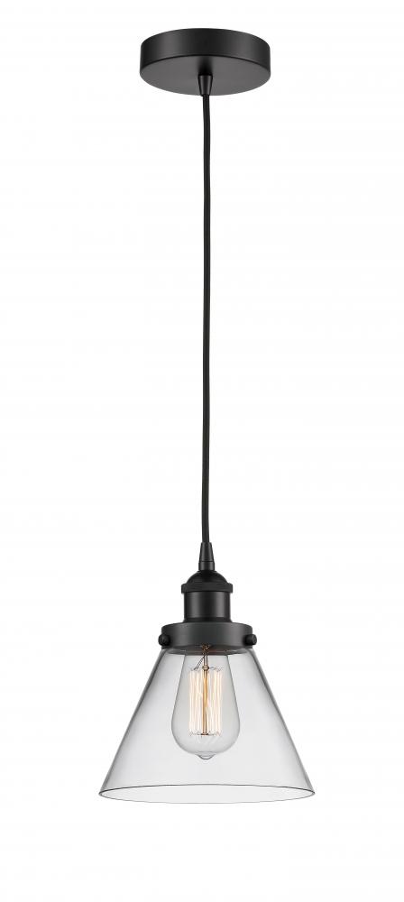 Cone - 1 Light - 8 inch - Matte Black - Cord hung - Mini Pendant