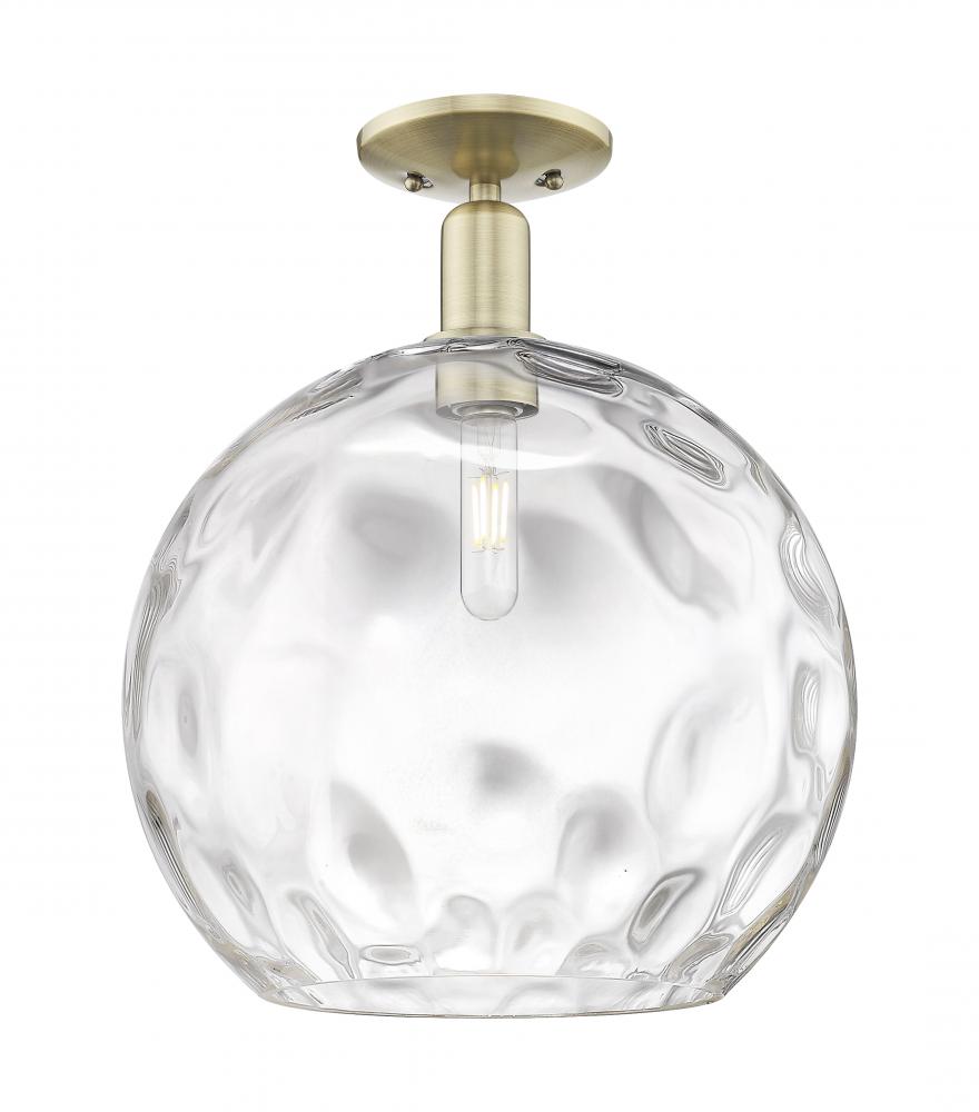 Athens Water Glass - 1 Light - 13 inch - Antique Brass - Semi-Flush Mount