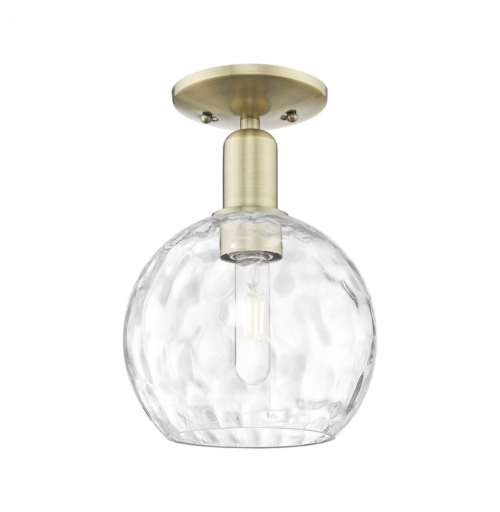 Athens Water Glass - 1 Light - 8 inch - Antique Brass - Semi-Flush Mount
