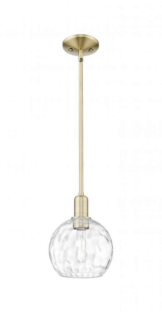 Athens Water Glass - 1 Light - 8 inch - Antique Brass - Stem hung - Mini Pendant
