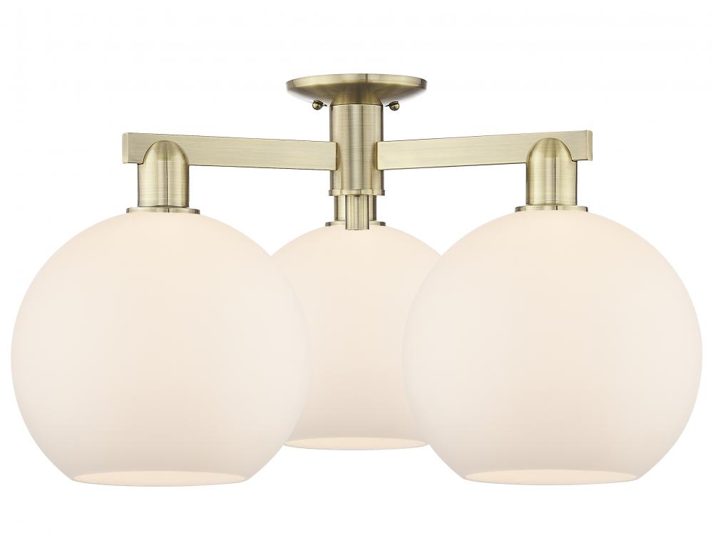 Athens - 3 Light - 28 inch - Antique Brass - Semi-Flush Mount