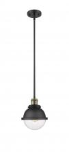 Innovations Lighting 201S-BAB-HFS-62-BK - Hampden - 1 Light - 7 inch - Black Antique Brass - Stem Hung - Mini Pendant