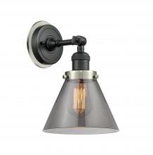 Innovations Lighting 203BK-BPSN-HRSN-G43 - Cone - 1 Light - 8 inch - Matte Black - Sconce