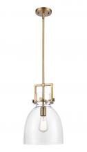 Innovations Lighting 411-1SM-BB-G412-10CL - Newton Bell - 1 Light - 10 inch - Brushed Brass - Mini Pendant