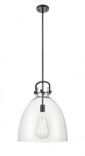 Innovations Lighting 412-1S-BK-16CL - Newton Bell - 1 Light - 16 inch - Matte Black - Stem hung - Pendant