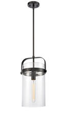 Innovations Lighting 413-1S-BK-8CL-LED - Pilaster - 1 Light - 8 inch Glass - Matte Black - Stem hung - Mini Pendant