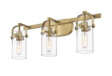 Innovations Lighting 423-3W-BB-G423-7CL - Pilaster II Cylinder - 3 Light - 25 inch - Brushed Brass - Bath Vanity Light