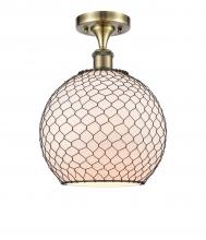 Innovations Lighting 516-1C-AB-G121-10CBK - Farmhouse Chicken Wire - 1 Light - 10 inch - Antique Brass - Semi-Flush Mount