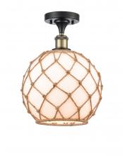 Innovations Lighting 516-1C-BAB-G121-10RB - Farmhouse Rope - 1 Light - 10 inch - Black Antique Brass - Semi-Flush Mount