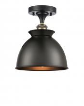 Innovations Lighting 516-1C-BAB-M14-BK - Adirondack - 1 Light - 8 inch - Black Antique Brass - Semi-Flush Mount