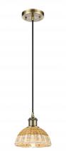 Innovations Lighting 516-1P-AB-NBD2-75-NAT - Bristol Natural II - 1 Light - 8 inch - Antique Brass - Cord hung - Mini Pendant