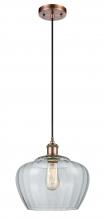 Innovations Lighting 516-1P-AC-G92-L - Fenton - 1 Light - 11 inch - Antique Copper - Cord hung - Mini Pendant