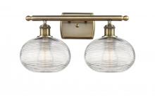 Innovations Lighting 516-2W-AB-G555-8CL - Ithaca - 2 Light - 18 inch - Antique Brass - Bath Vanity Light