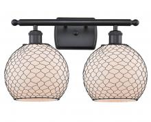 Innovations Lighting 516-2W-BK-G121-8CBK - Farmhouse Chicken Wire - 2 Light - 18 inch - Matte Black - Bath Vanity Light