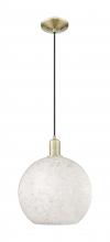 Innovations Lighting 716-1P-AB-G1216-12WM - White Mouchette - 1 Light - 12 inch - Antique Brass - Cord hung - Mini Pendant