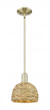 Innovations Lighting 716-1S-AB-RBD-8-NAT - Woven Rattan - 1 Light - 8 inch - Antique Brass - Mini Pendant