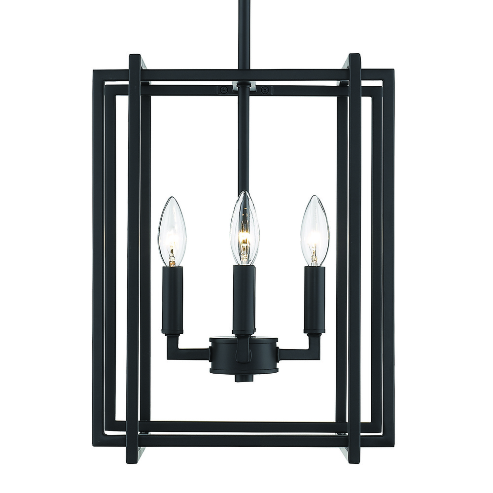 Tribeca 4-Light Chandelier in Matte Black with Matte Black Accents