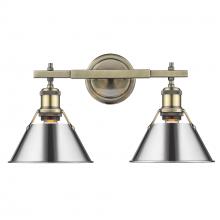 Golden 3306-BA2 AB-CH - Orwell AB 2 Light Bath Vanity in Aged Brass with Chrome shades