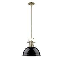 Golden 3604-L AB-BK - Duncan 1 Light Pendant with Rod