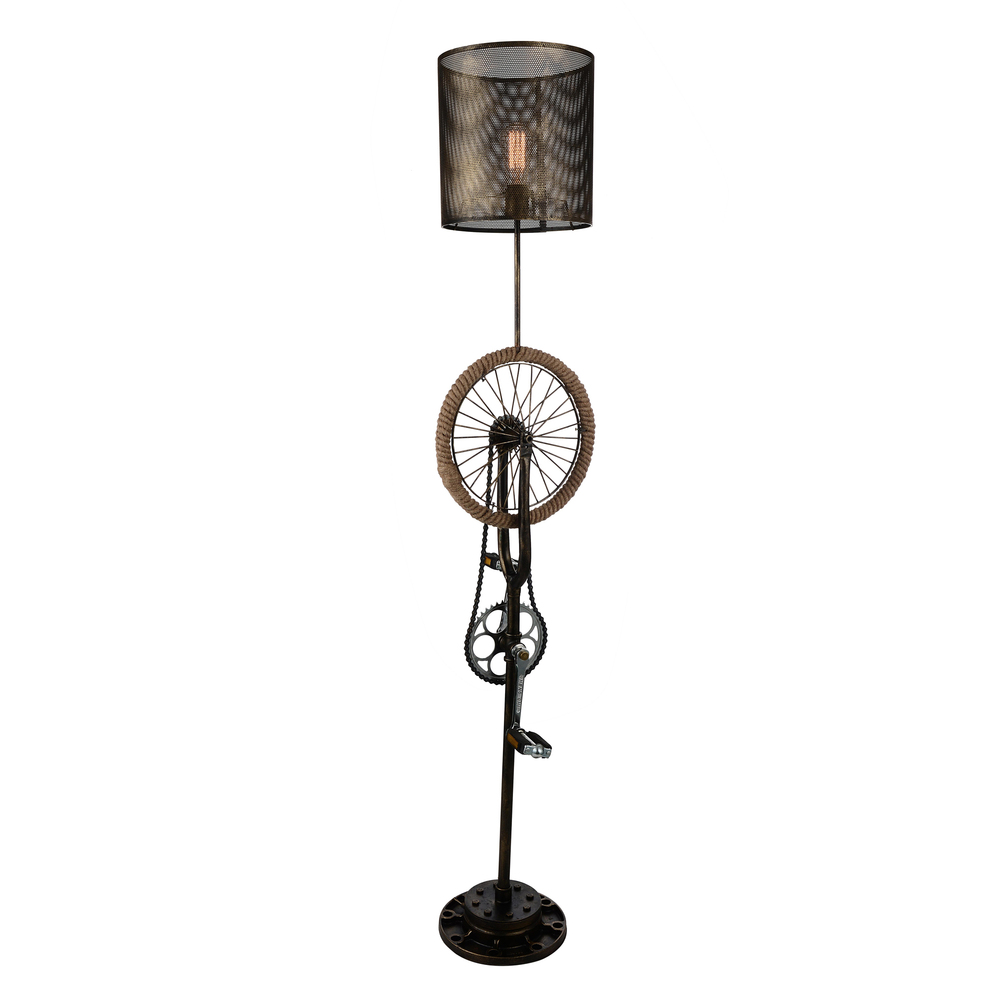Bici 1 Light Floor Lamp With Antique Brass Finish