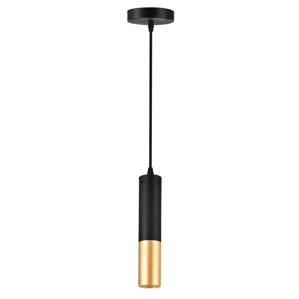 Anem 1 Light Down Mini Pendant With Matte Black & Satin Gold Finish