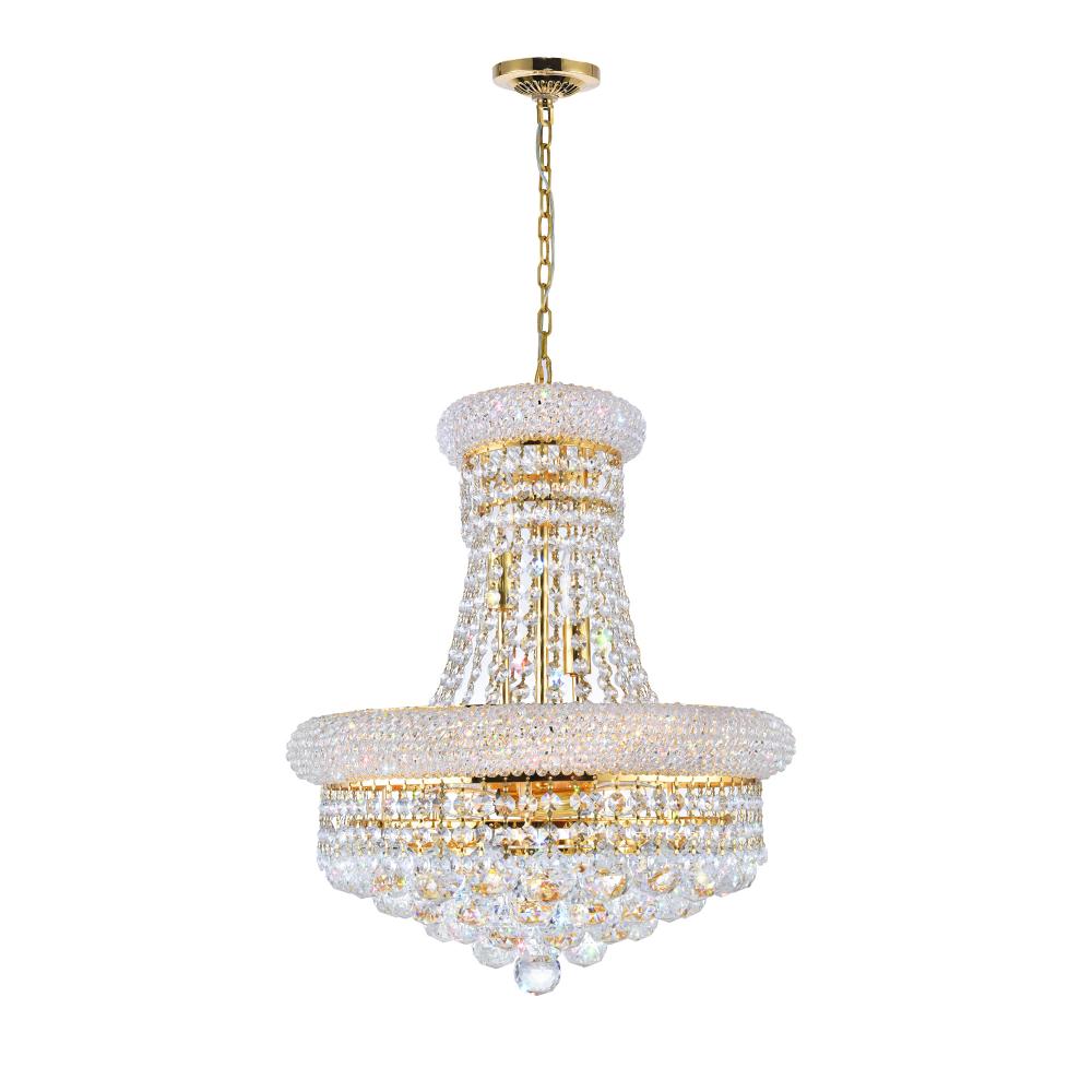 Empire 8 Light Down Chandelier With Gold Finish