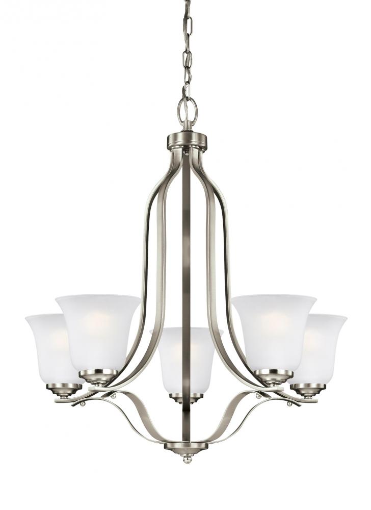 Emmons traditional 5-light indoor dimmable ceiling chandelier pendant light in brushed nickel silver