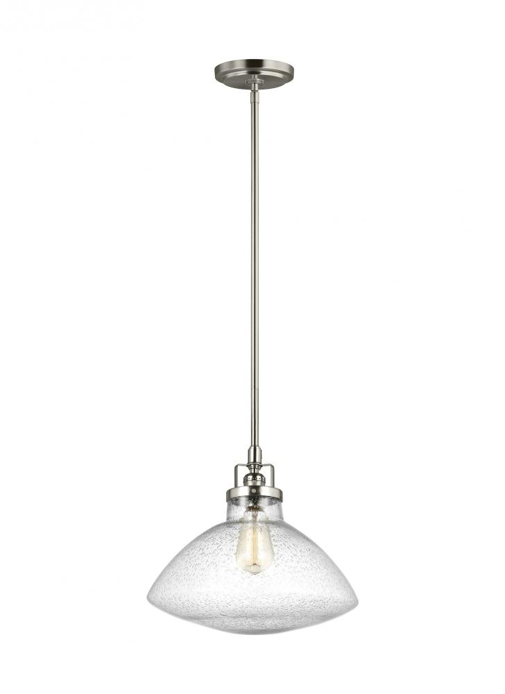 Belton transitional 1-light indoor dimmable ceiling hanging single pendant light in brushed nickel s