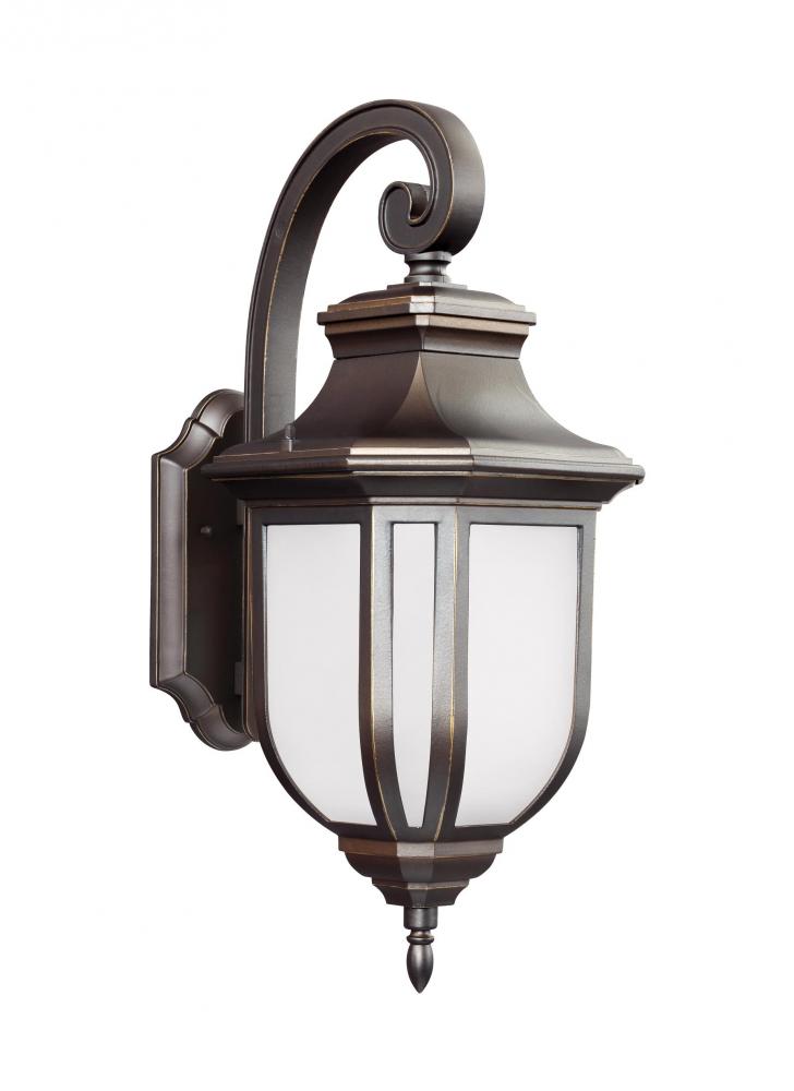 Childress traditional 1-light outdoor exterior large wall lantern sconce in antique bronze finish wi