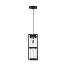 Generation Lighting - Seagull 6226701-12 - Alcona transitional 1-light outdoor exterior pendant lantern in black finish with clear fluted glass