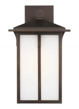 Generation Lighting 8752701-71 - Tomek modern 1-light outdoor exterior large wall lantern sconce in antique bronze finish with etched