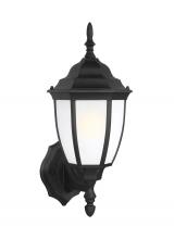 Generation Lighting 89940-12 - Bakersville traditional 1-light outdoor exterior round wall lantern sconce in black finish with sati