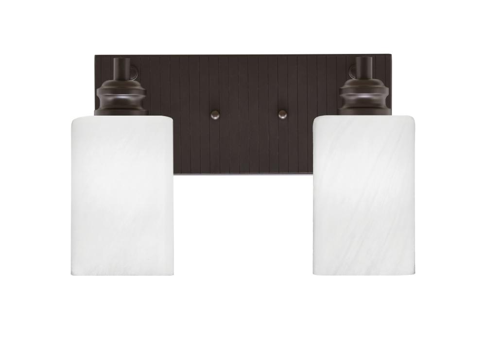 Edge 2 Light Bath Bar, Espresso Finish, 4" White Marble Glass