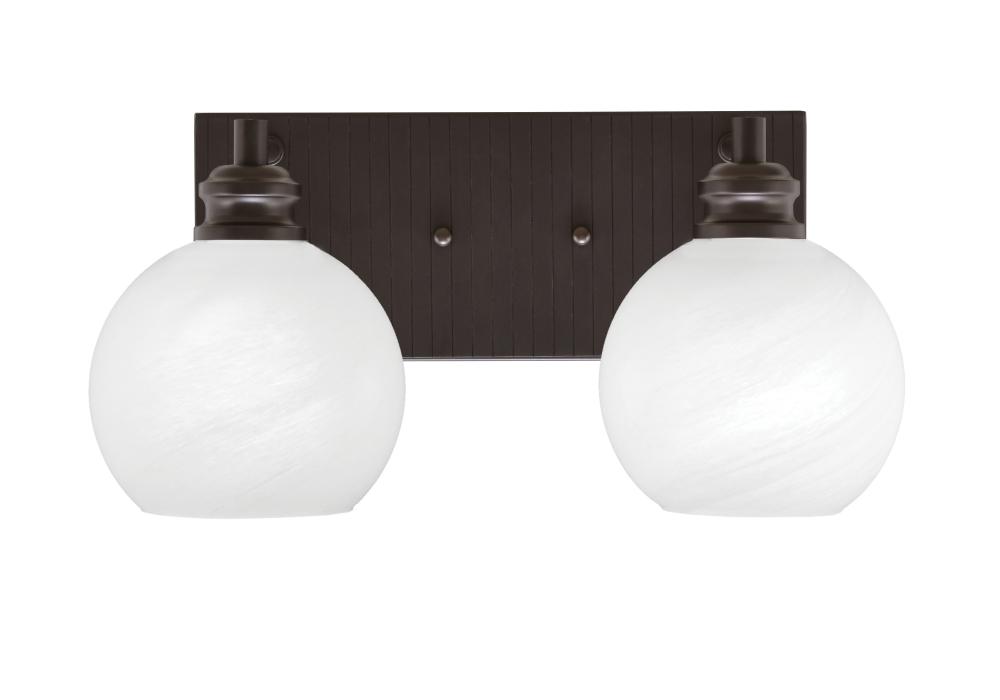 Edge 2 Light Bath Bar, Espresso Finish, 5.75" White Marble Glass