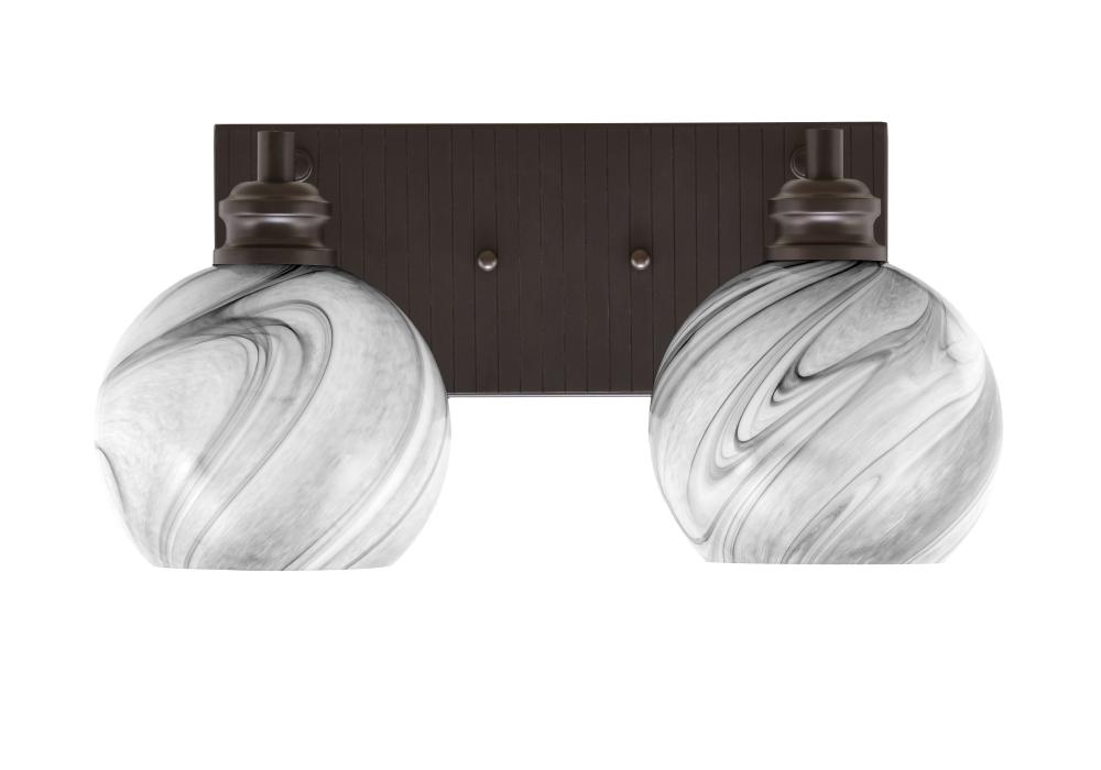 Edge 2 Light Bath Bar, Espresso Finish, 5.75" Onyx Swirl Glass