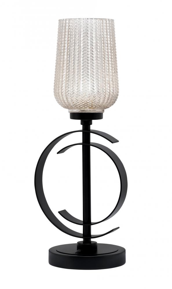Accent Lamp, Matte Black Finish, 5" Silver Textured Glass