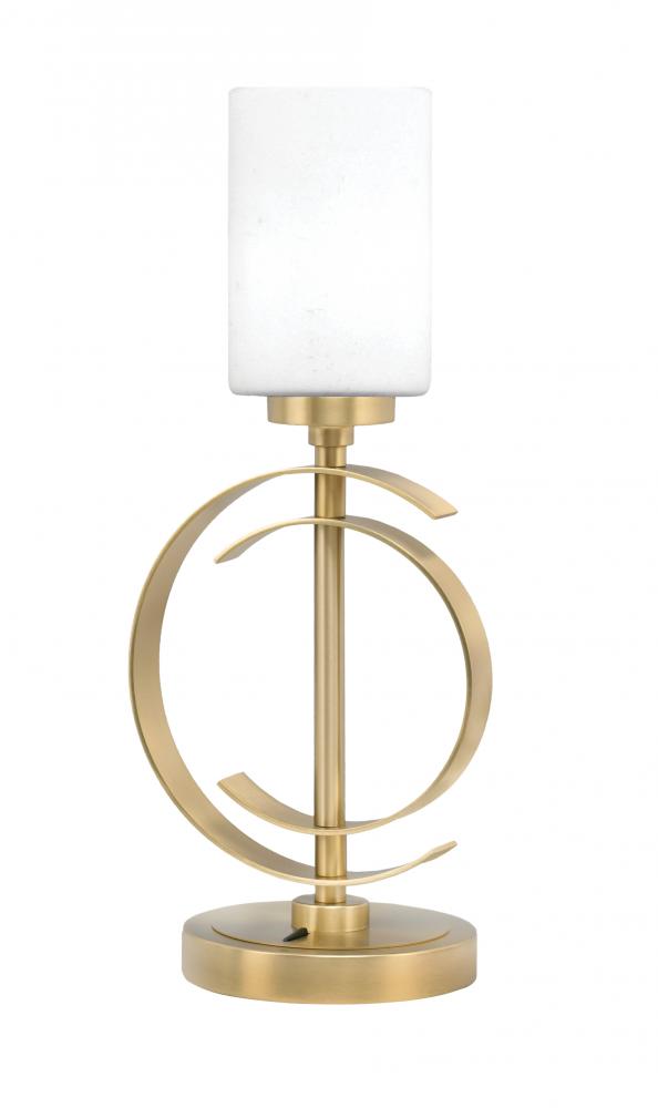 Accent Lamp, New Age Brass Finish, 4" White Muslin Glass