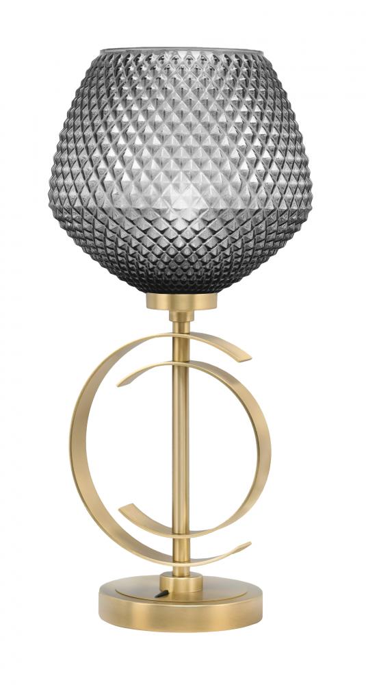 Accent Lamp, New Age Brass Finish, 9" Smoke Textured Glass