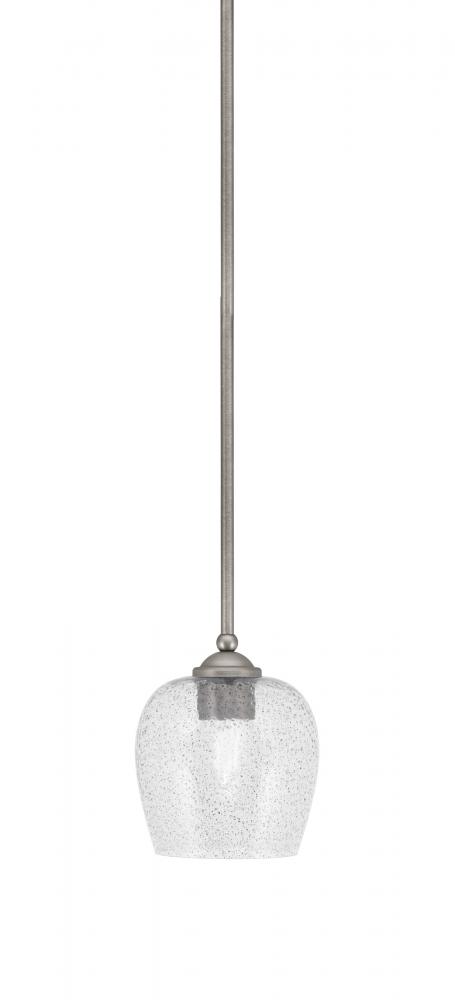 Zilo Stem Mini Pendant, Graphite Finish, 6" Smoke Bubble Glass