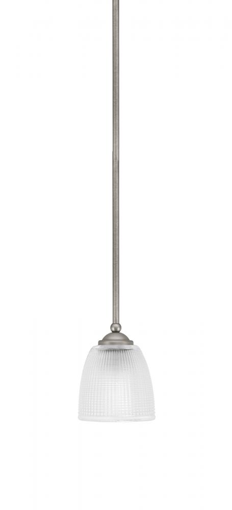 Zilo Stem Mini Pendant, Graphite Finish, 5" Clear Ribbed Glass